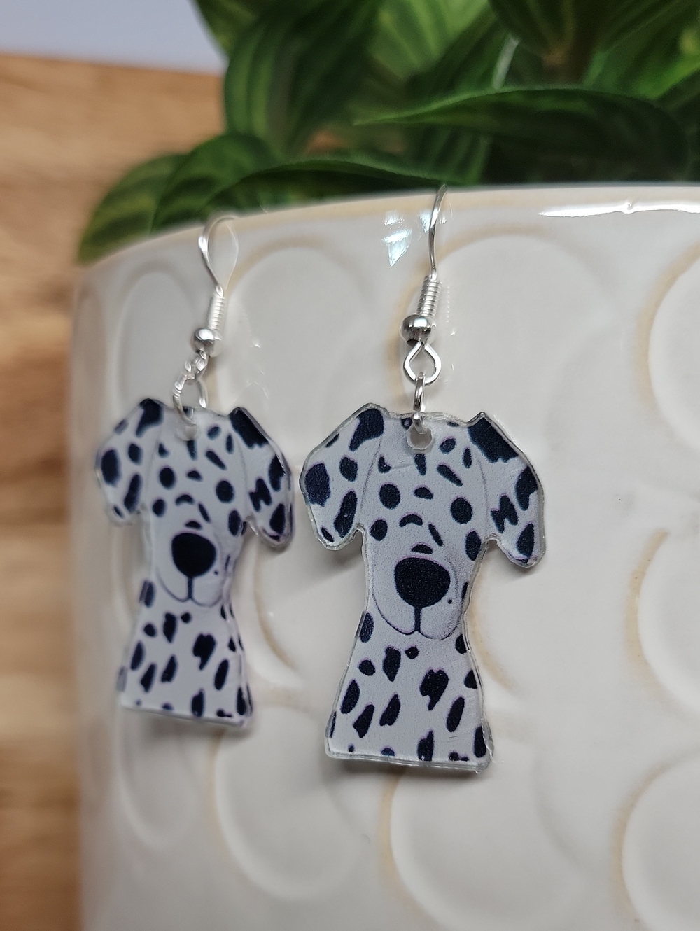 Dalmatian Dog Earrings - Gray Dalmatian Print